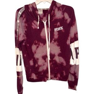 Victoria’s Secret PINK bleached Tie Dye Zip Up Hoodie Sweatshirt size XS